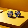 【SUGEBEINI】 Retro basket-shaped diamond-encrusted flower earrings, court-style metal diamond-encrusted stud earrings ZEH00082 details Picture